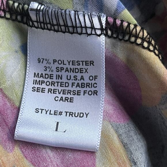 From the Heart Womens Blouse Large Trudy Colorful Floral Stretch Asymmetrical - Picture 6 of 11